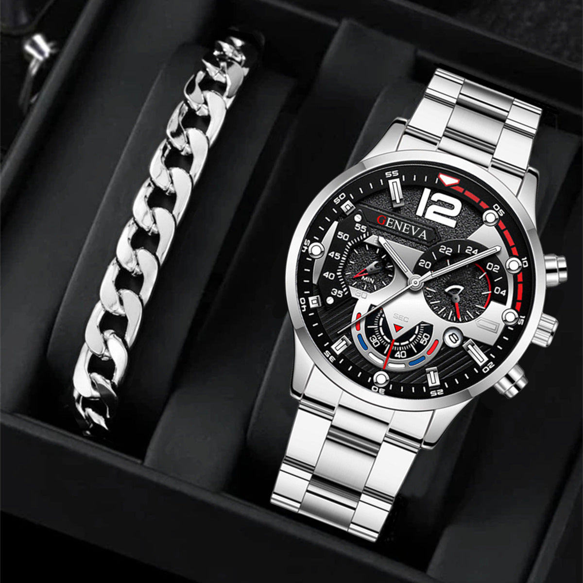 Conjunto Masculino Relógio & Pulseira – 2 peças